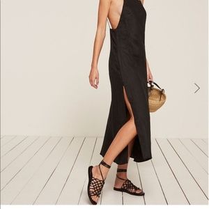 Reformation Black Linen Lily Dress